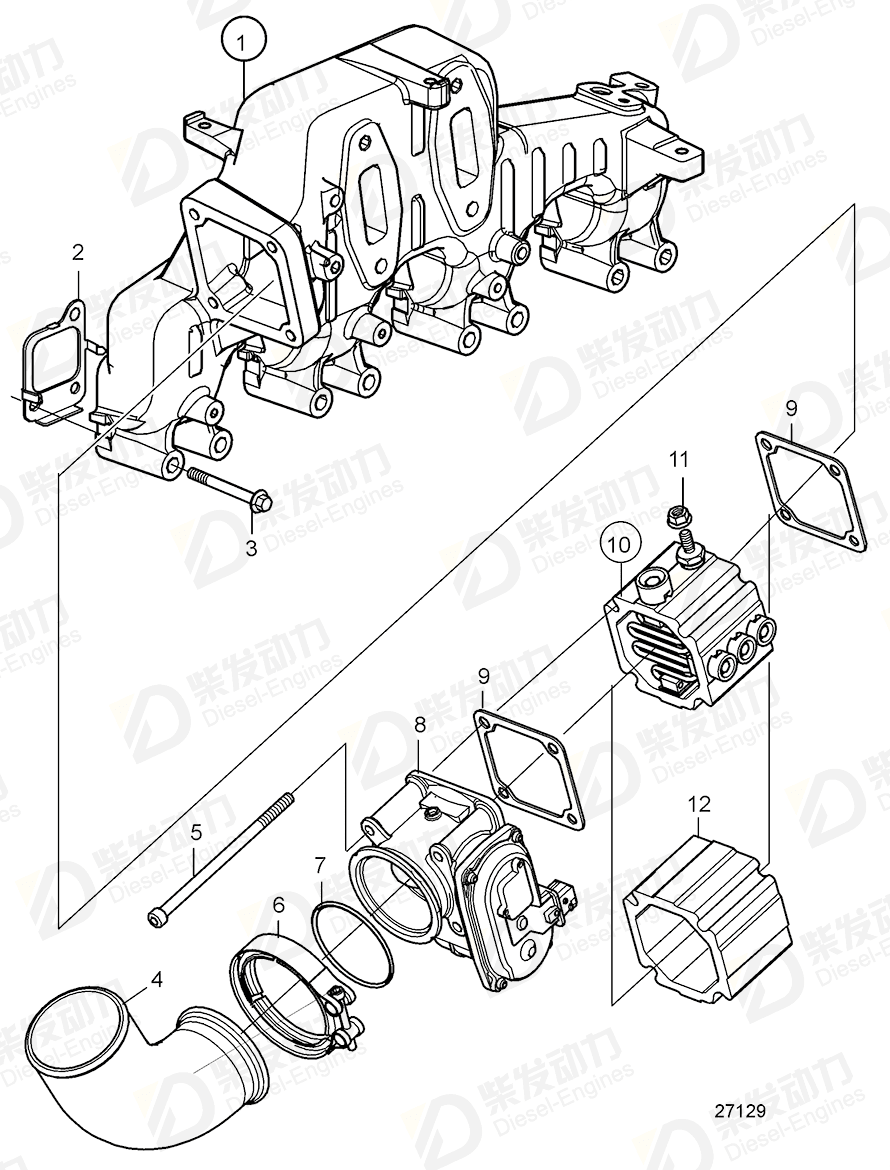 VOLVO Inlet manifold 21747970 Drawing